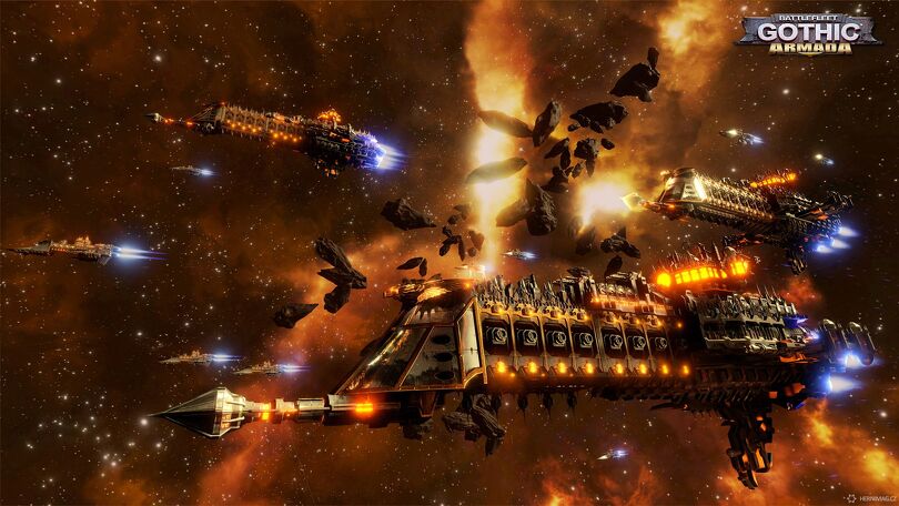 Ukázka obrovských lodí v Battlefleet Gothic: Armada