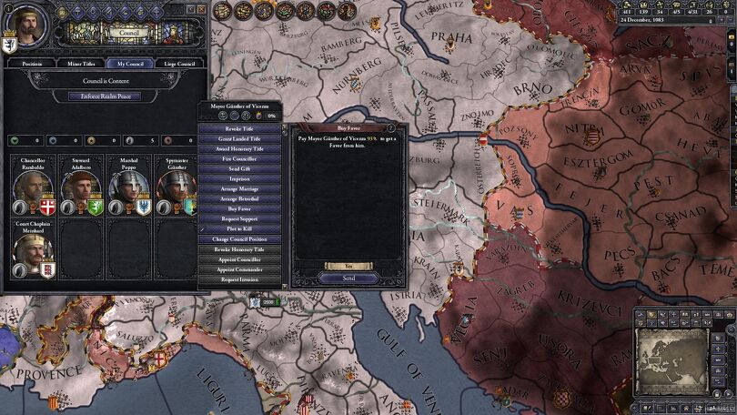 Nový systém jednání se členy rady v Crusader Kings II